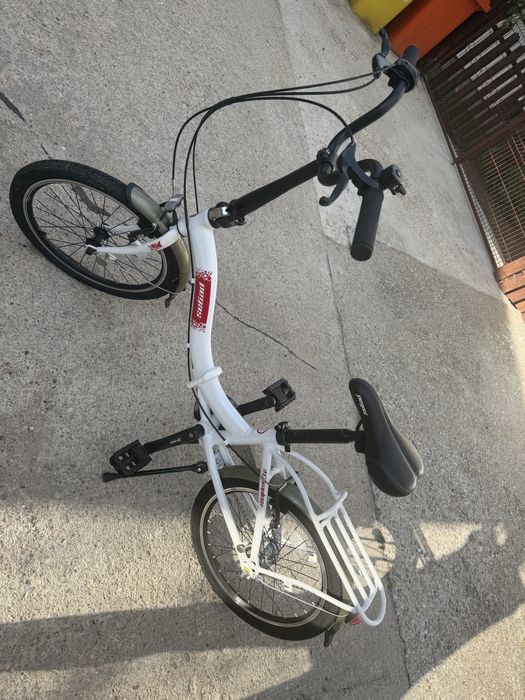 Bicicleta Pegas retro pliabila alb
