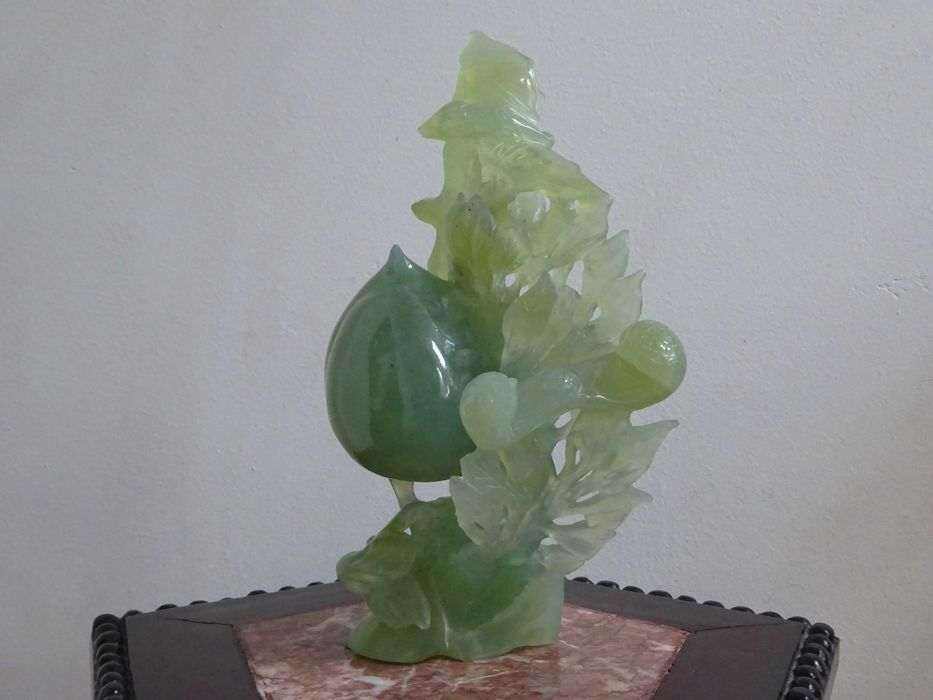 Sculptura in Jad natural Xiu - Statueta Feng shui veche