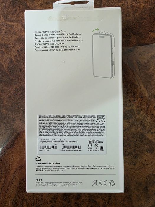 Оригинальный чехол Apple для Apple IPhone  16 Pro Max прозрачный