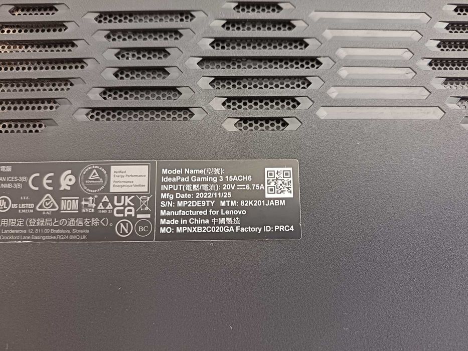 Лаптоп Lenovo IdeaPad Gaming 3 15ACH6 (GTX1650 4GB,16RAM)