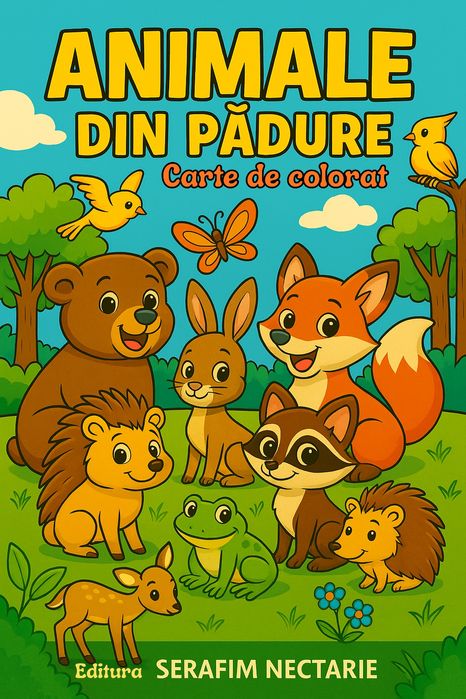 Carte de colorat copii – Animale din pădure, A4, spirală
