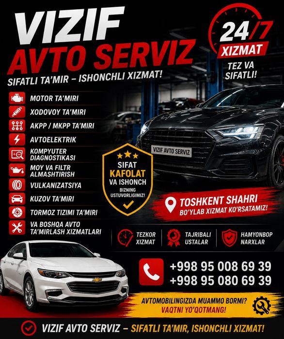 Vizf avto  servis ---barcha turdagi avto tamirlash 24//7