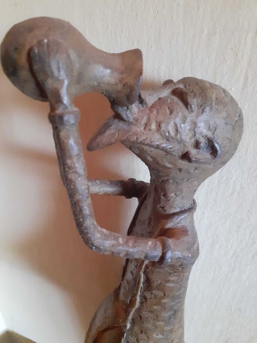 Statuetă africană antropomorfă, 46 cm, bronz masiv,  2,7 kg, Burkina Faso