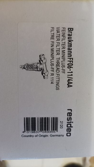 Филтър за вода Resideo/Honeywell Braukmann FF06-11/4AA 32mm