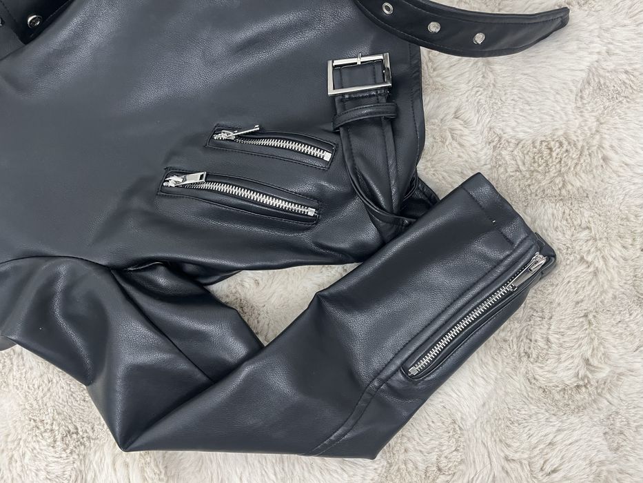 Черно кожено яке - изкуствена кожа