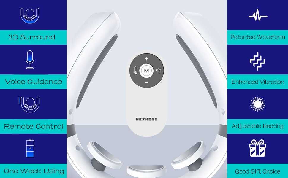 HEZHENG Висококачествен Електроимпулсен EMS масажор за врата с топлина
