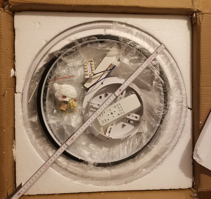 Модерна LED таванна лампа черно и бяло 100×86 см 96W + дистанционн