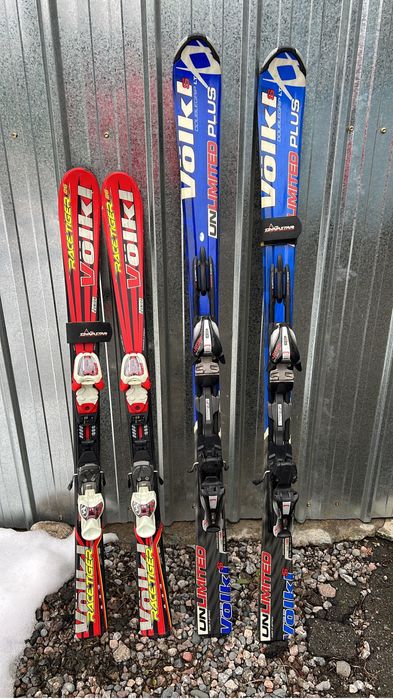 Лыжи с креплением, ботинки