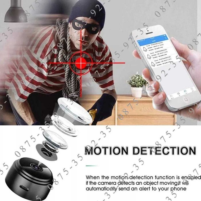 Wi-Fi mini Camera. Шпионска безжична мини скрита Камера за наблюдение.