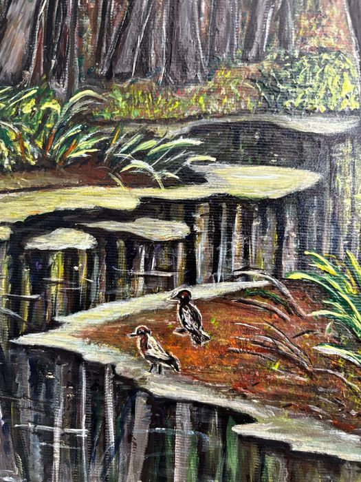 Tablou acrylic pe panza “pârâul”