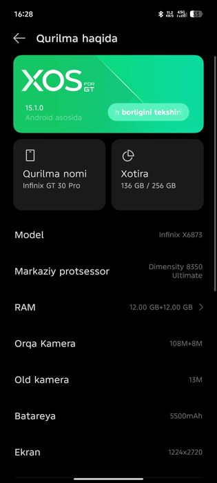 Infinix GT 30 pro 24/256