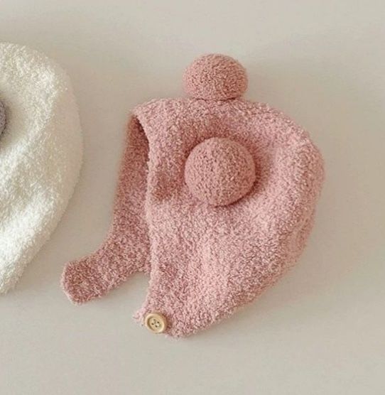 Тёплая розовая шапочка для девочек от 3-х месяцев