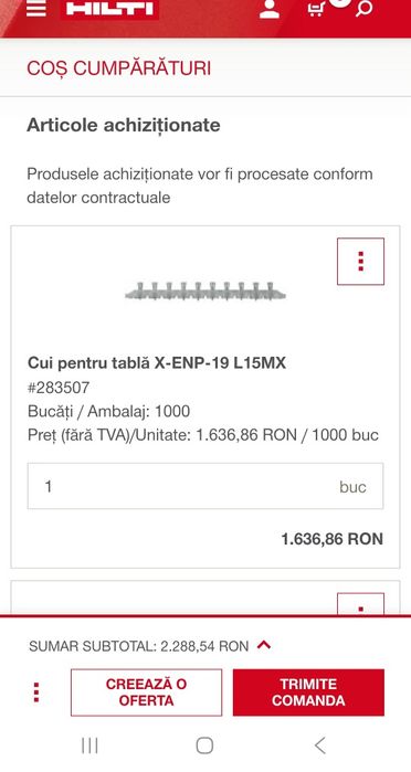 Hilt Cui/Cuie pentru  fixarea profilelor metalice/Cuie X-ENP MX pentru