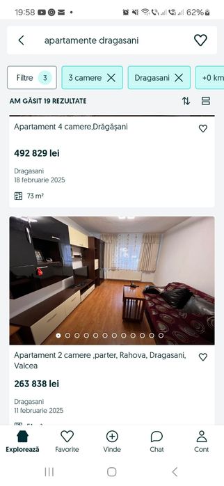 Apartament 2 camere Drăgășani, cartier Rahova, județul Vâlcea