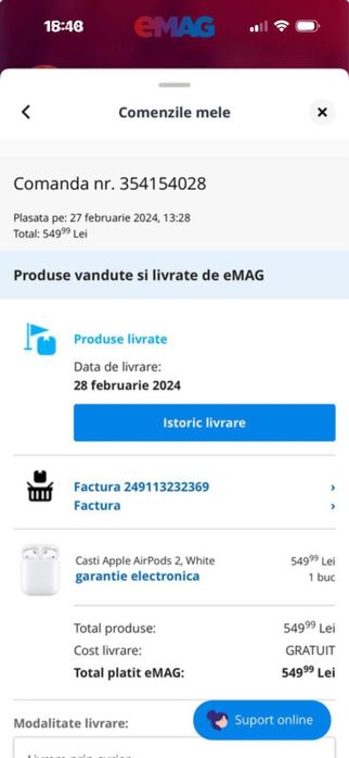 Airpods 2, impecabile, inca in garantie