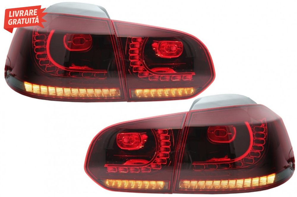 Stopuri Full LED VW Golf 6 VI (2008-2013) R20 Design Rosu Fumuriu cu S