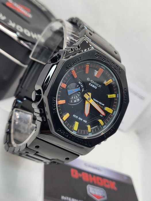 Ceas Casio g shock Metal GM B2110d Silver Orange Nou,Garantie 2 ani