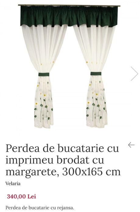 Perdea de bucatarie brodata