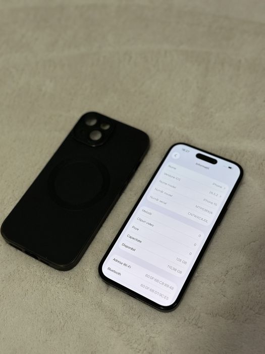 iPhone 15 Black 93% ca nou 128 GB + husa
