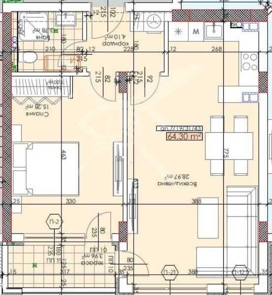 Двустаен апартамент Тракия 66124