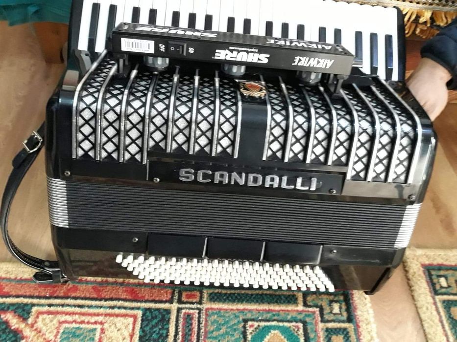 Microfoane ( doze ) pentru acordeon cu capsule SHURE Beta 58 si SM 58