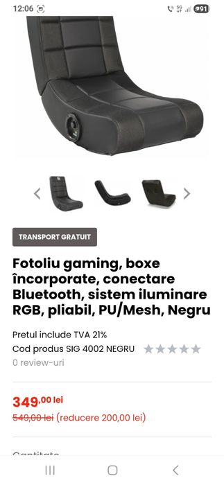 Fotoliu gaming de podea