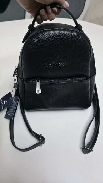 Rucsac Luca di Gioia, negru, din piele naturala