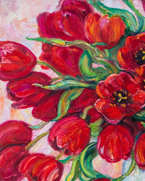 Картина "Тюльпаны." Холст,масло. 75х85 см.