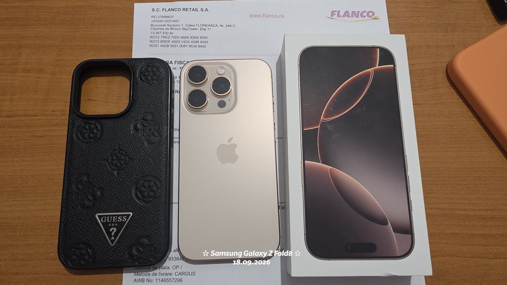 Apple iPhone 16 Pro -128 GB / Dessert Titanium /Garantie Flanco /Impecabil