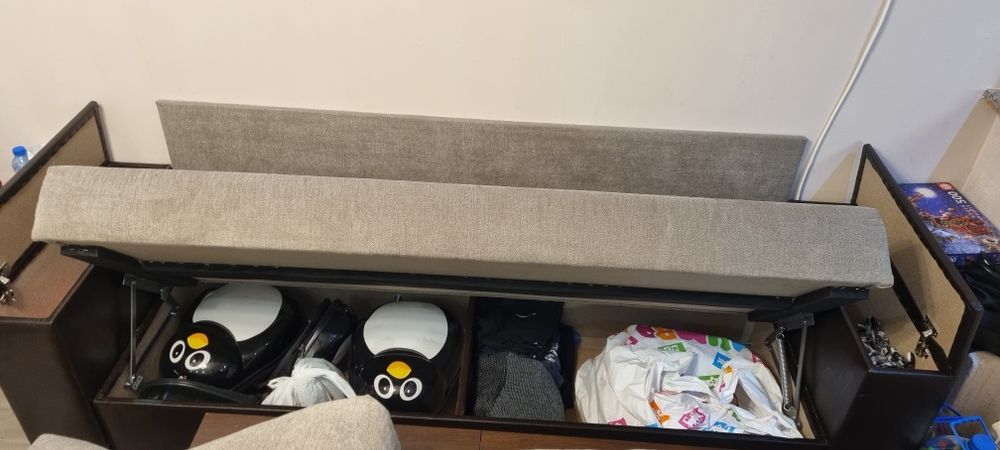 Диван кожа + плат