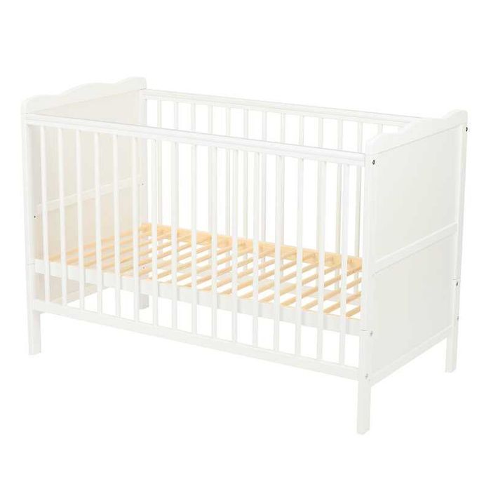 Patut pentru bebe din lemn, cu sina speciala pentru dentitie