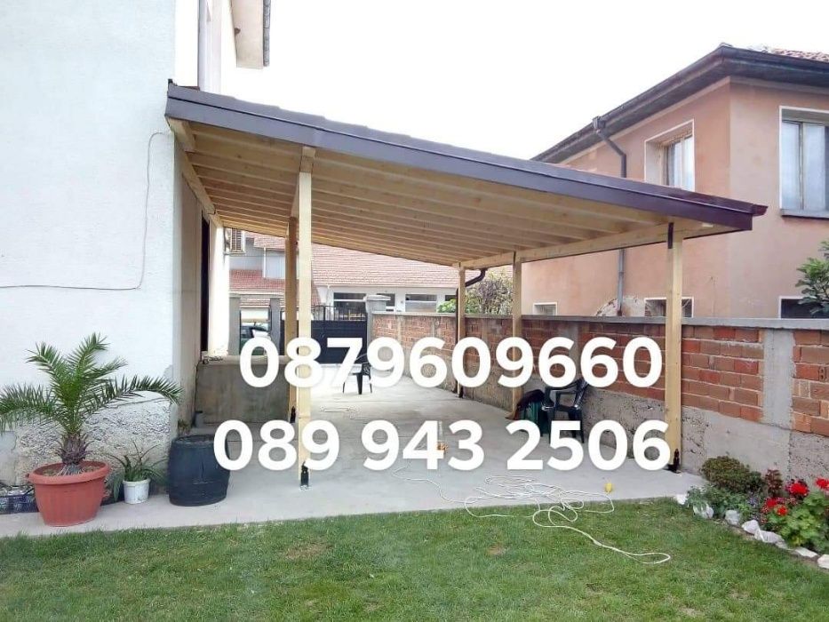 Изграждане на всякакъв вид навеси Козирки гаражи тераси барбекюта. Кач