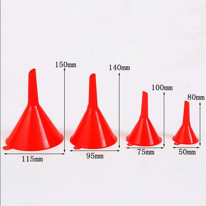 Комплект 4 броя пластмасови фунии - различни размери за течности