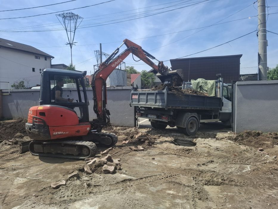 35%REDUCERE ÎNCHIRIEZ miniexcavator buldoxcavator bobcat picon motostivuitor săpături demolari case fosa gard escavator mare mic vola