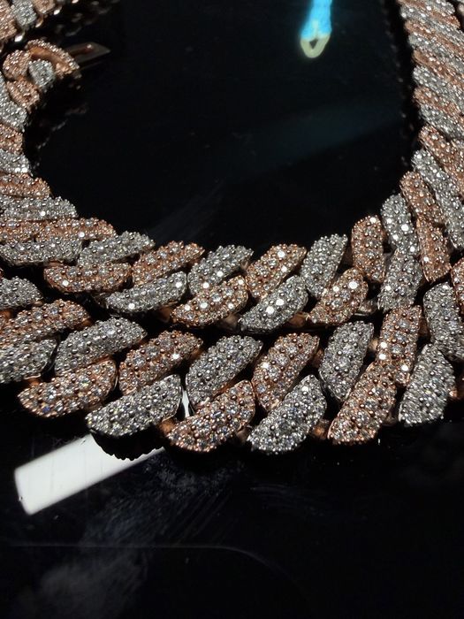 Colier Cuban Two Tone Argint 925 - Lab DVVS1 Moissanite