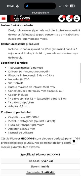 Casti Pioneer HDJ X10 S