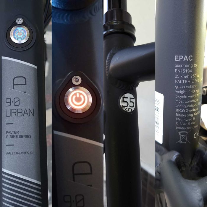 Bicicleta electrica Hybrid produsa in Germania  - FALTER  E9.0  Urban 2023, doar 19,5 kg, afisaj LED