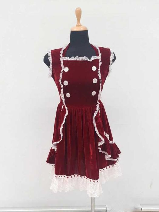 Rochie Antaina roșie din catifea de bumbac calitativa - cosplay Lolita