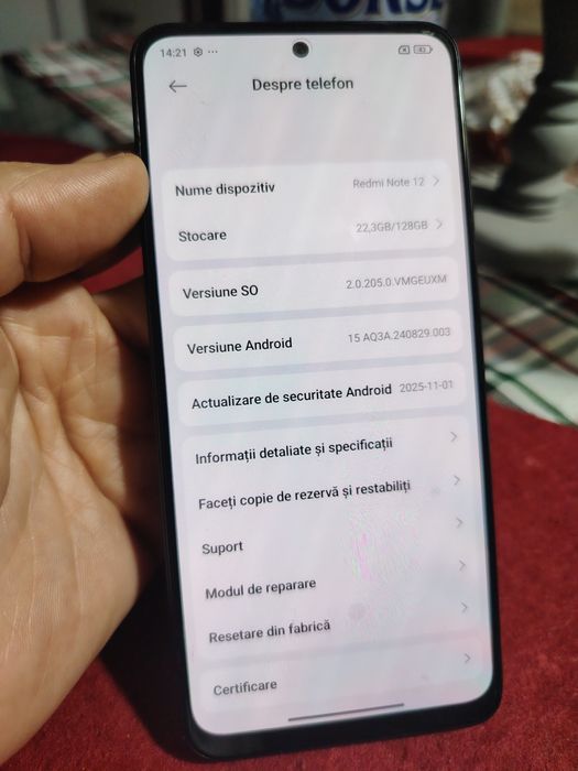 Redmi Note 12 Android 15 cu Display Original Impecabil