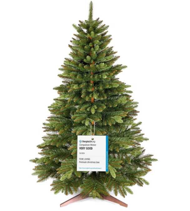 Brad artificial Pure Living 150 cm, Ramuri Realiste, Suport Lemn