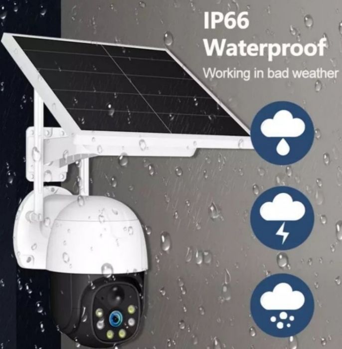 Camera PTZ de supraveghere WIFI V380 panou solar video cu SIM 4G IP66