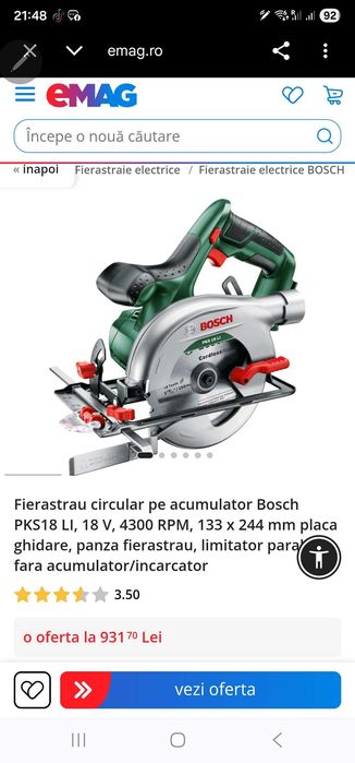 Fierastrau circular peS18 LI, 18 V BOSCH