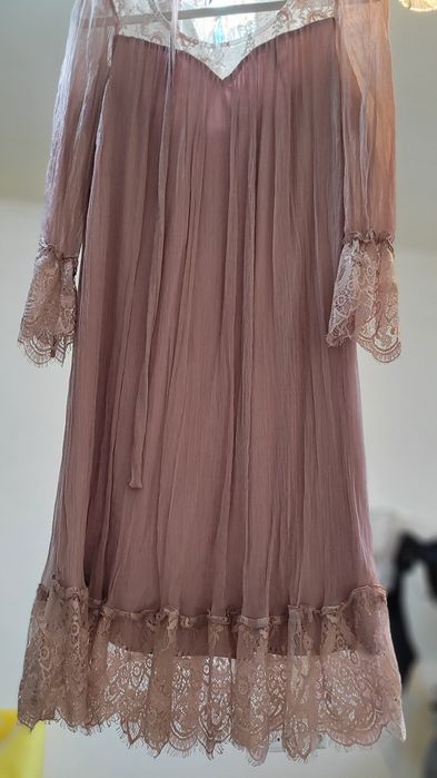 Rochie Ginette somon ,pudra,mărime 44