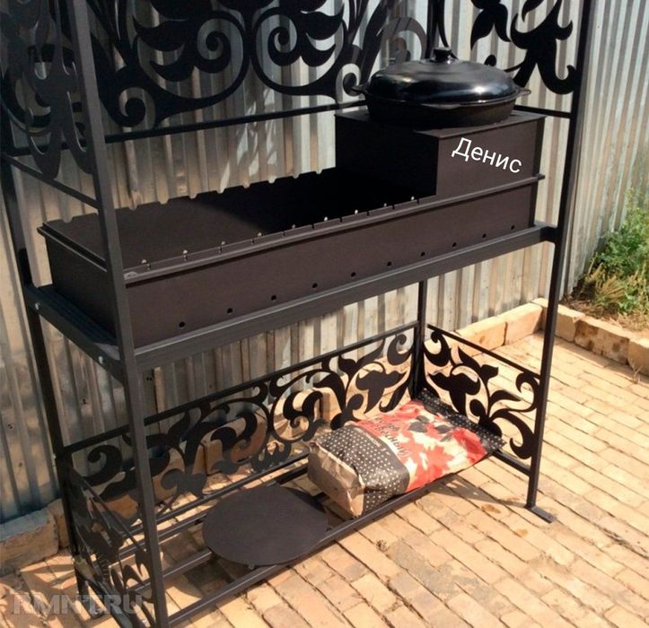 Дачный мангал BBQ барбекю смокер гриль шашлычницу под печь очаг казан