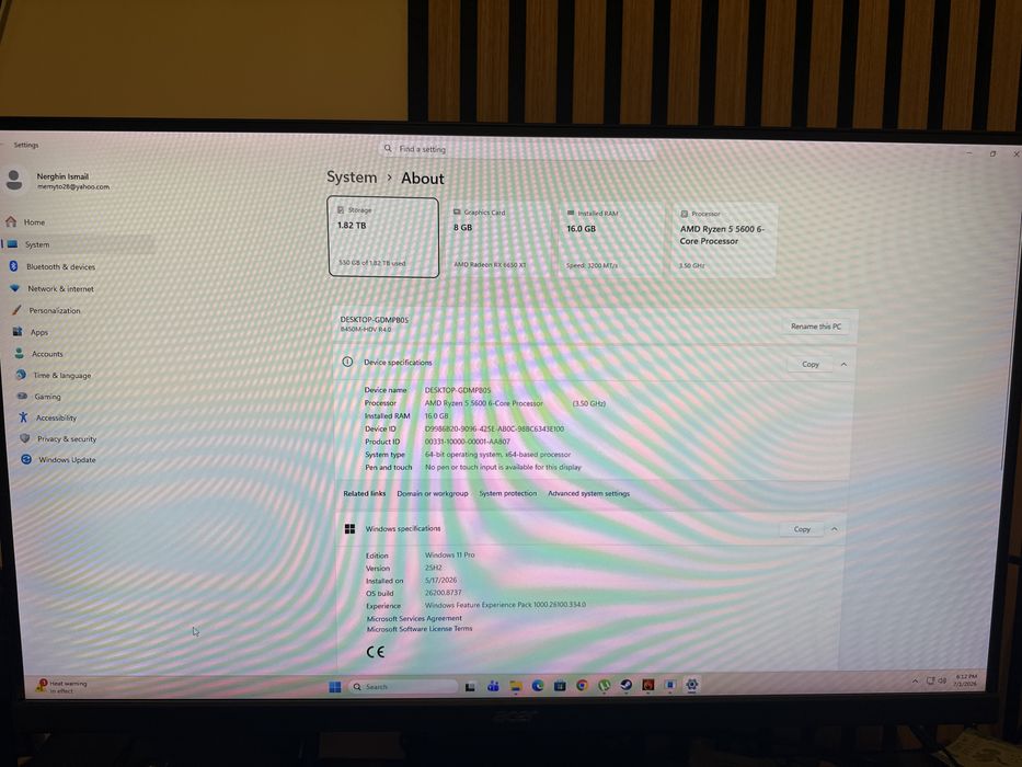 PC Gaming Ryzen 5 5600 RX 6650 XT  16GB 1TB SSD Kingstone NVME