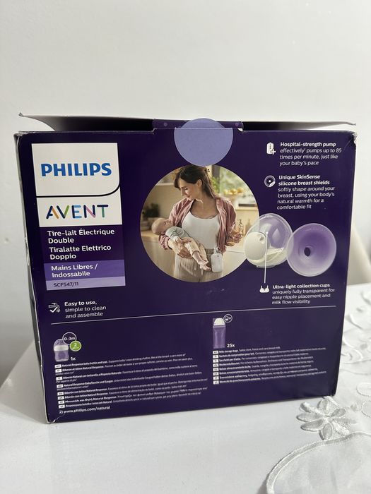 Pompa de sân electrică dublă Philips Avent Hands-Free – Nouă, Sigilată