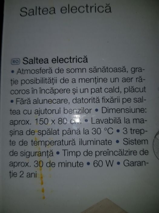 Saltea electrica Sanitas