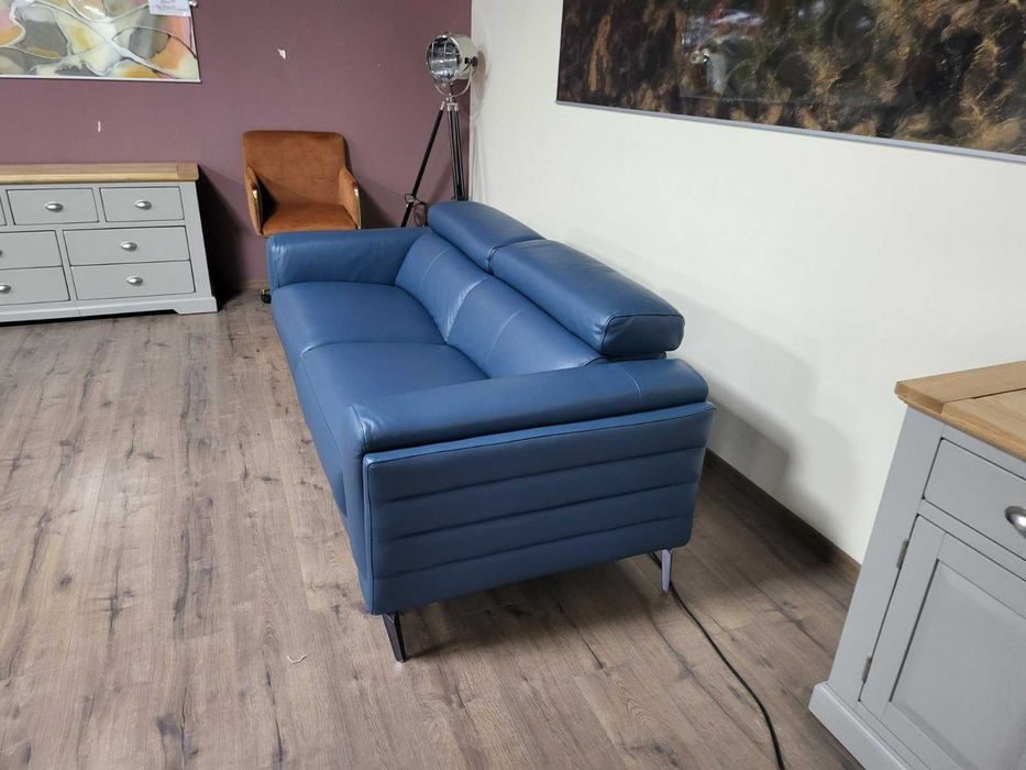 Син кожен диван тройка La-z-boy с електрически релакс механизъм