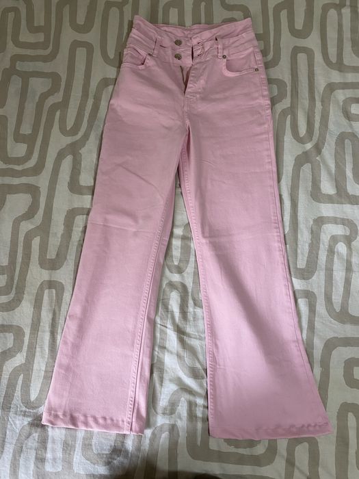 Розови дънки висока талия