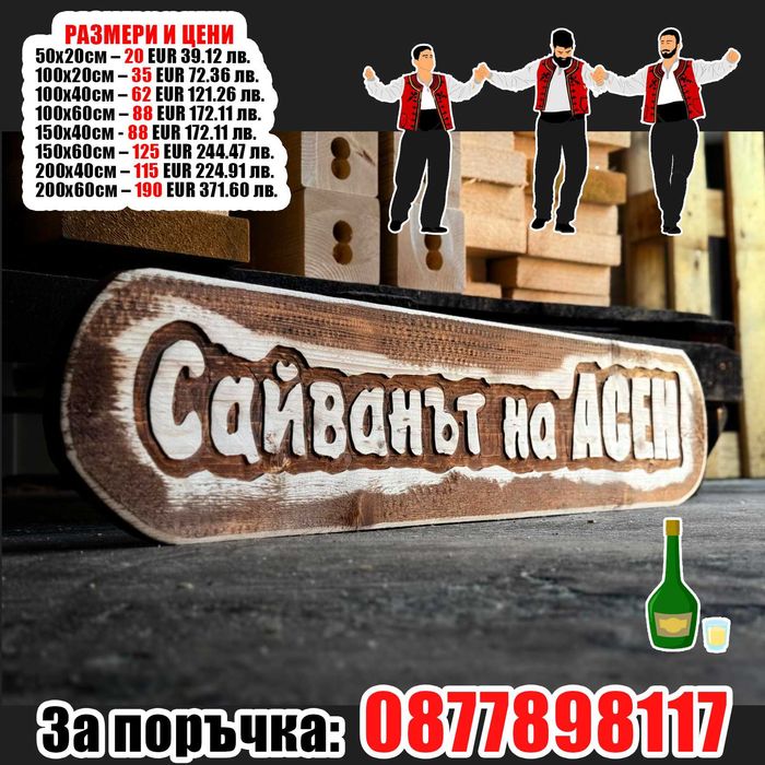 НАЙ-НИСКИ ЦЕНИ дървени табели